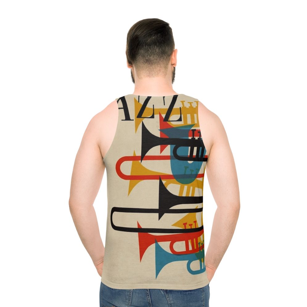 Jazz Unisex Tank Top with Saxophone and Trumpet Graphic