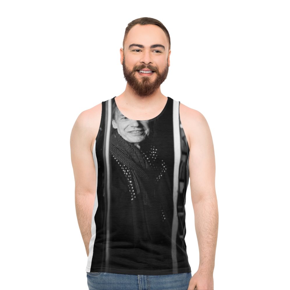 Black and White Portrait of Jean Louis Aubert Unisex Tank Top