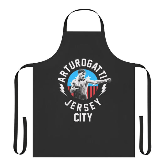 Arturo Gatti-inspired apron featuring a jersey city theme