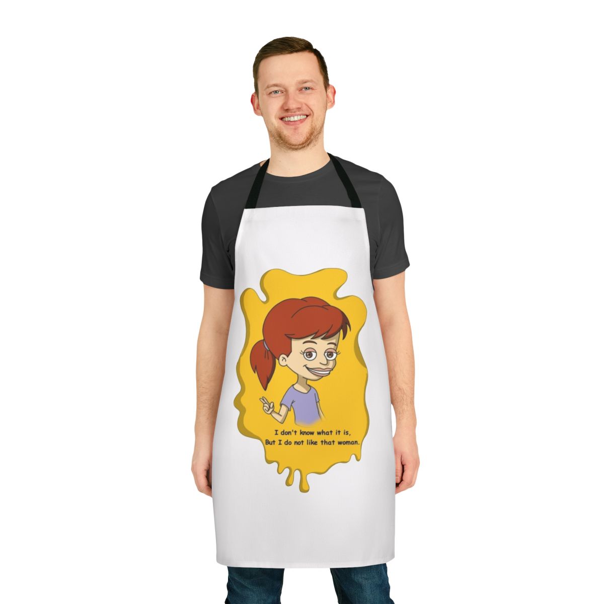 Jessi Glaser-themed apron with the Big Mouth logo