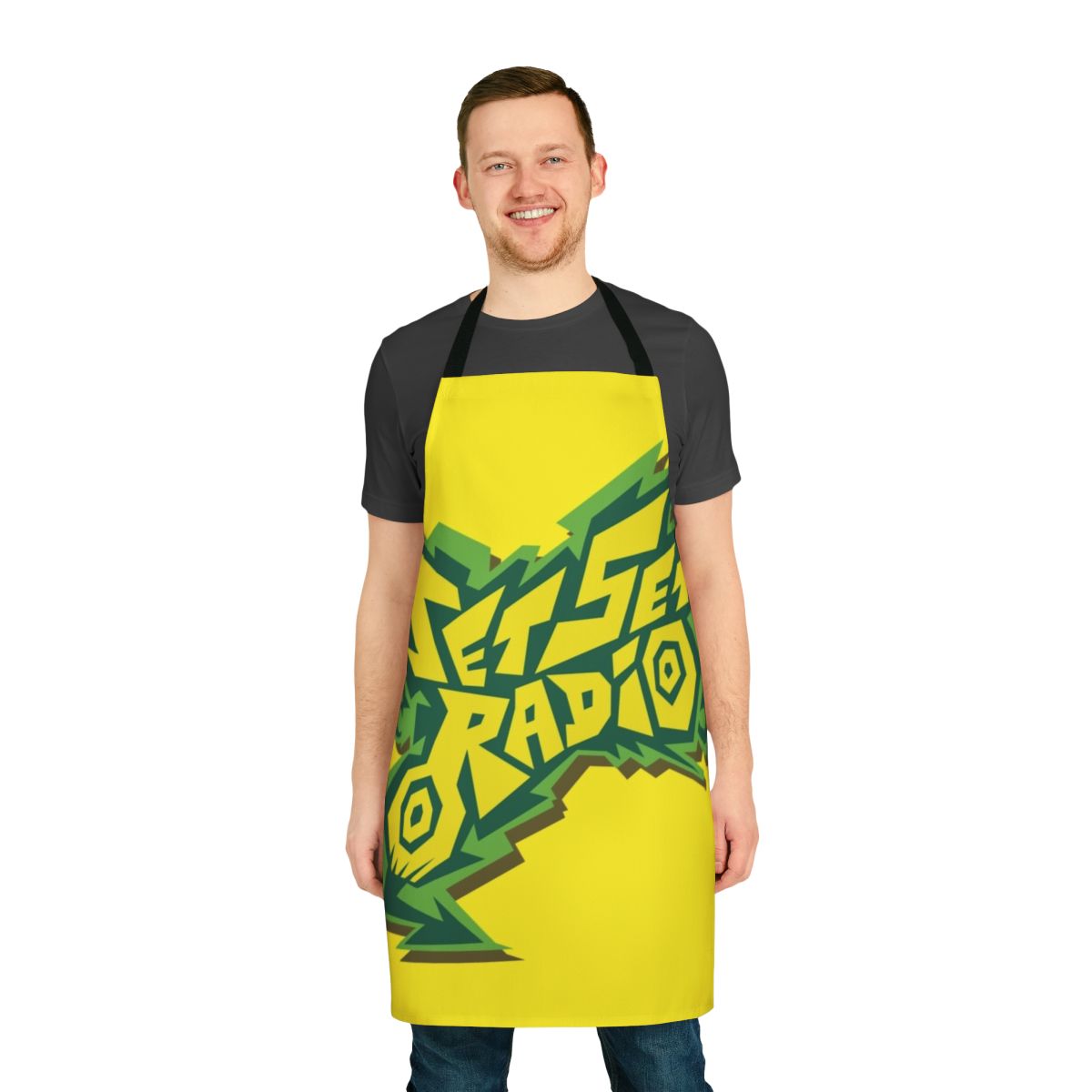 Jet Set Radio-themed apron with graffiti logo design