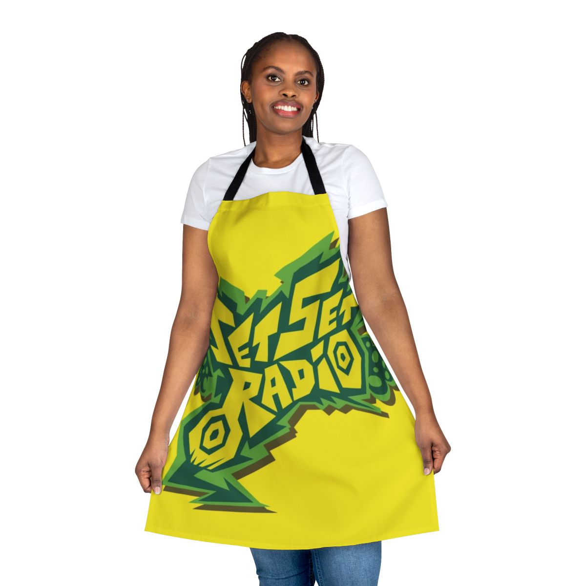 Jet Set Radio-themed apron with graffiti logo design