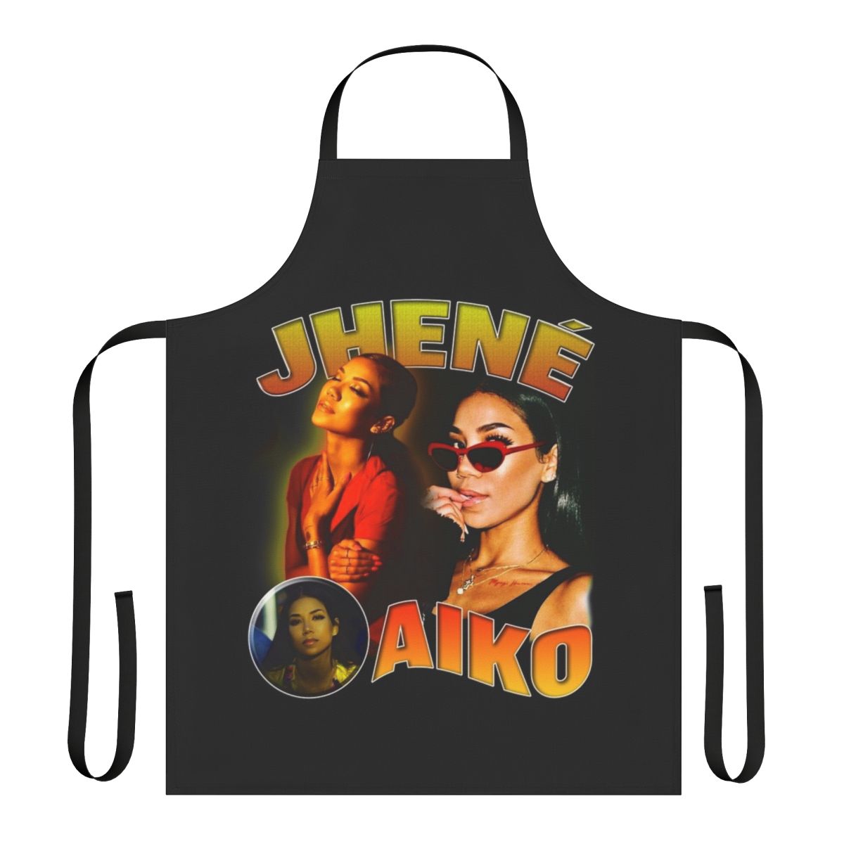 Stylish apron featuring a bootleg Jhene Aiko inspired design, perfect for music lovers and indie aesthetic enthusiasts.