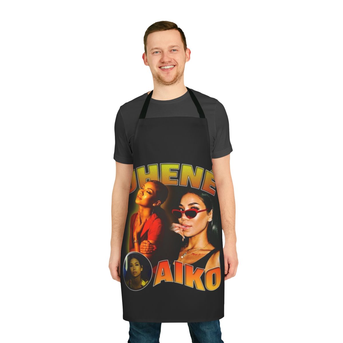 Stylish apron featuring a bootleg Jhene Aiko inspired design, perfect for music lovers and indie aesthetic enthusiasts.