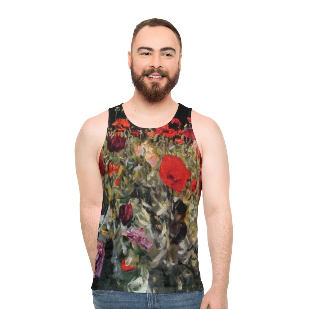 Unisex tank top featuring John Singer Sargent's Poppies painting