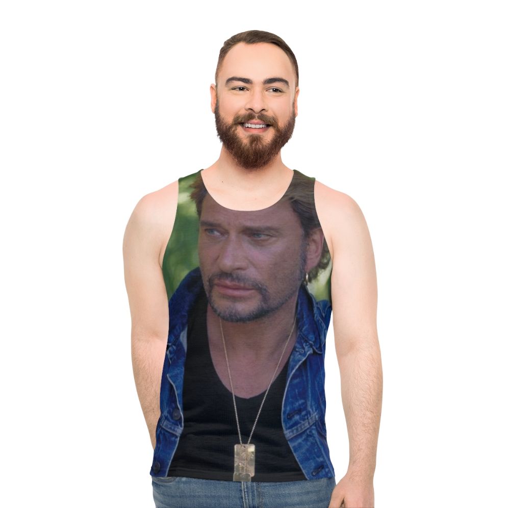 Johnny Hallyday French music icon unisex tank top