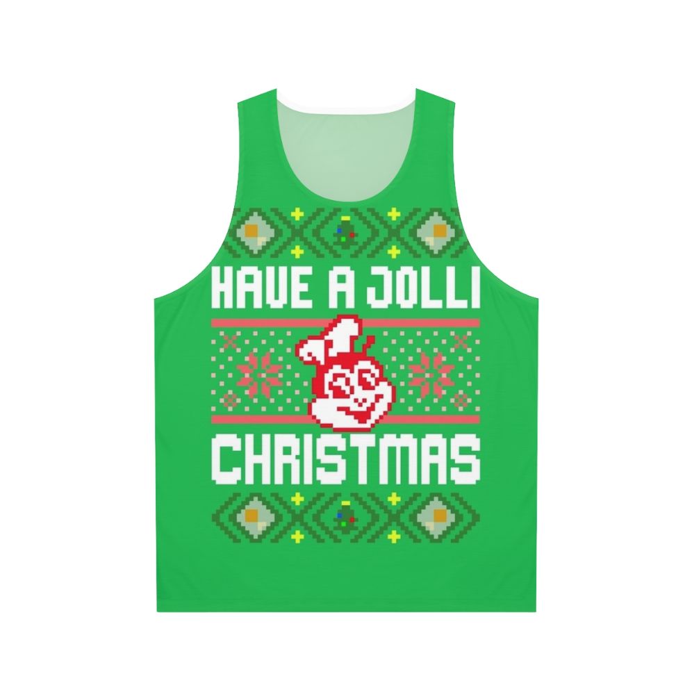 Jollibee Christmas tank top with pixelated design