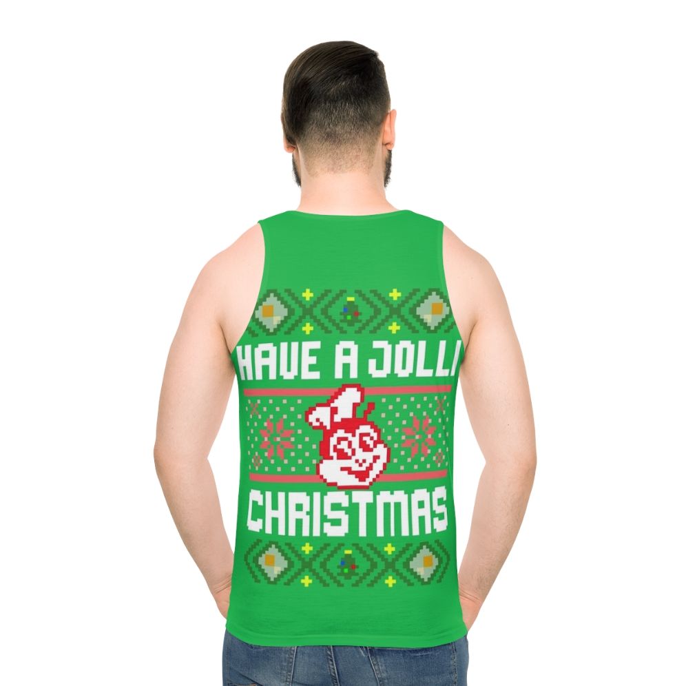 Jollibee Christmas tank top with pixelated design
