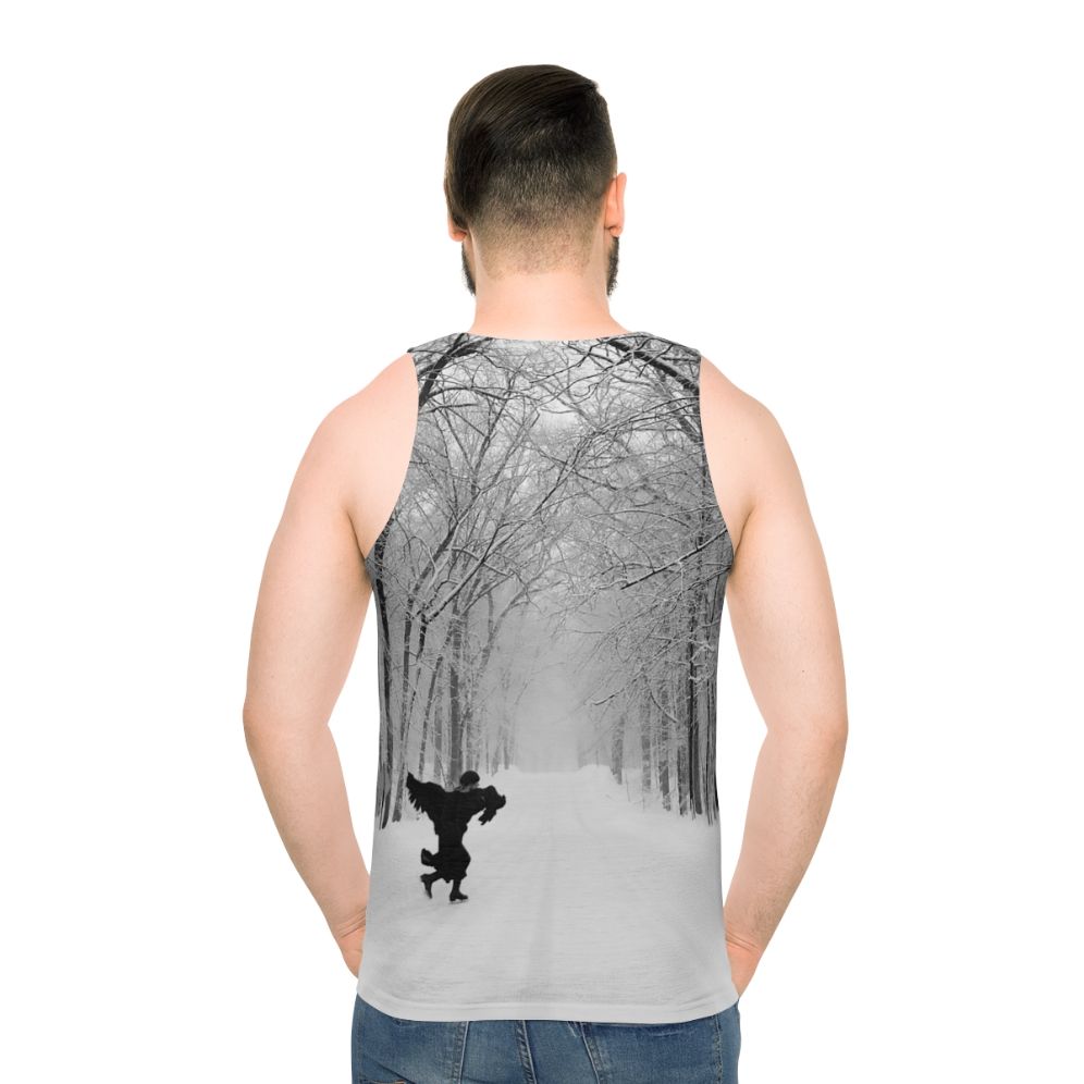 Joni Mitchell inspired unisex black crow graphic tank top