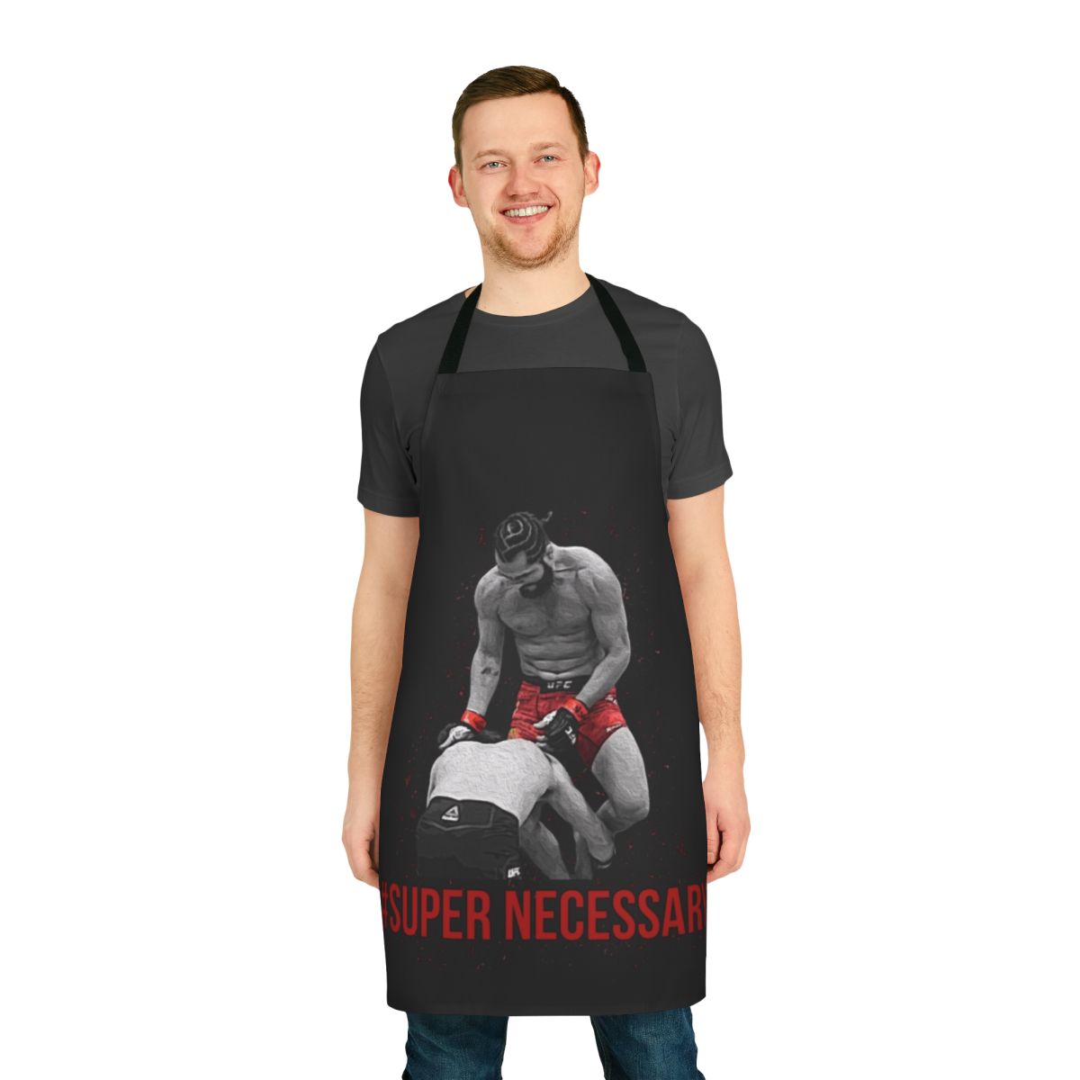 Jorge Masvidal-inspired apron featuring a unique "Super Necessary" design, perfect for MMA and UFC fans.