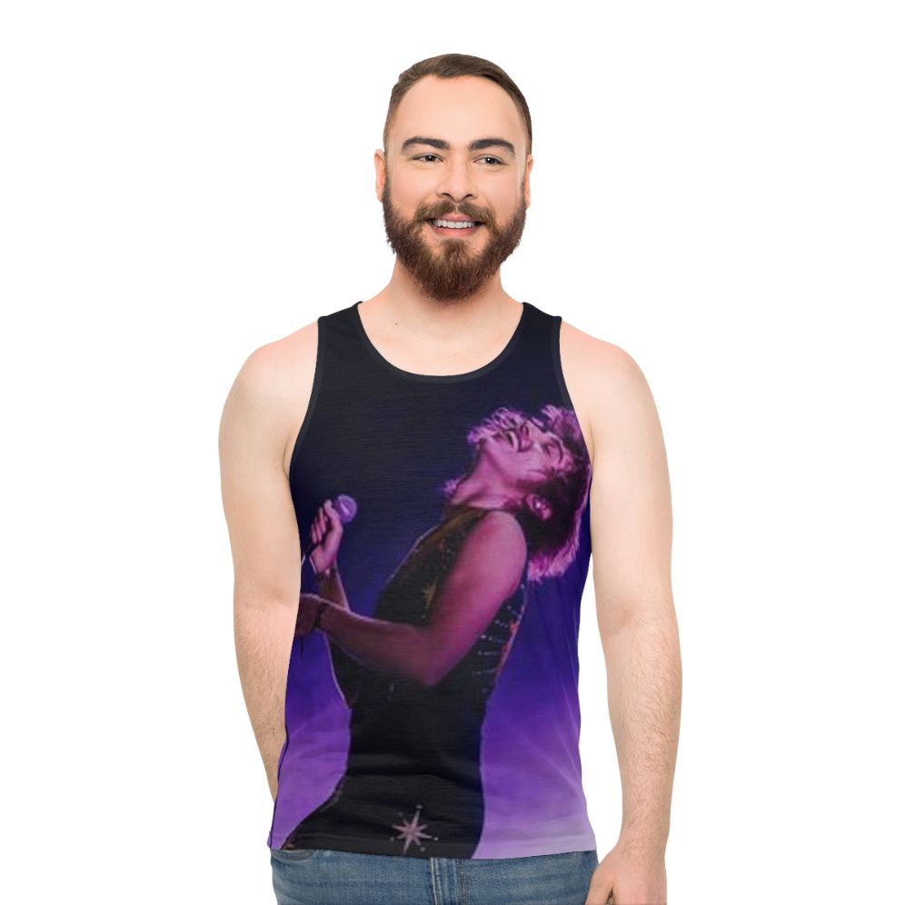 Josh Kiszka of Greta Van Fleet wearing a unisex tank top