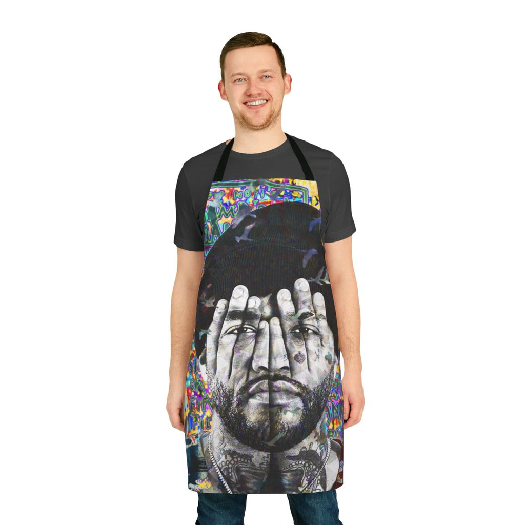 Joyner Lucas Inspired Artwork Apron with Abstract Portrait Graphic