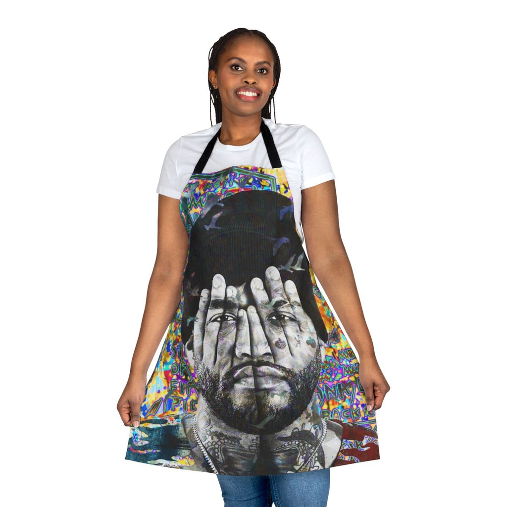 Joyner Lucas Inspired Artwork Apron with Abstract Portrait Graphic