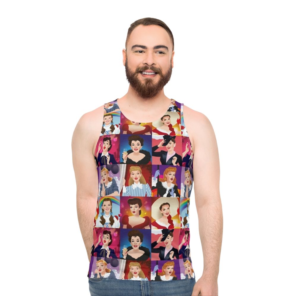 Judy Garland unisex tank top with rainbow colors