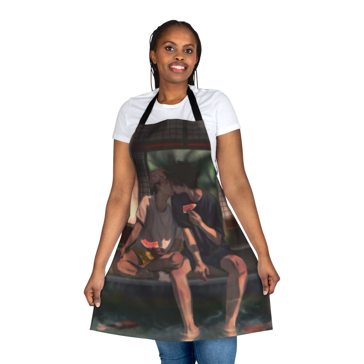 Jujutsu Kaisen inspired apron featuring characters Megumi Fushiguro and Yuuji Itadori