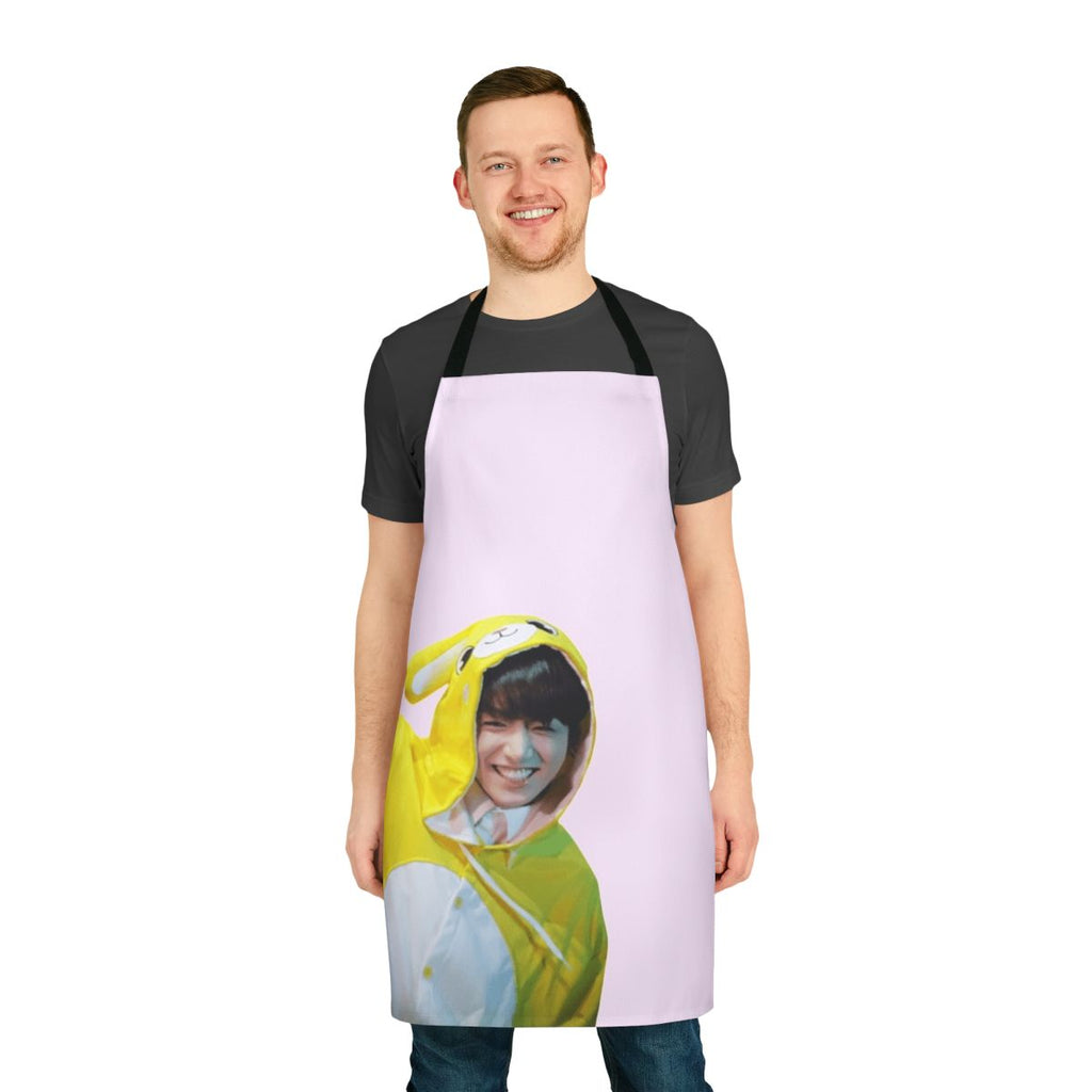 Jungkook inspired bunny print apron with a smile and happy design