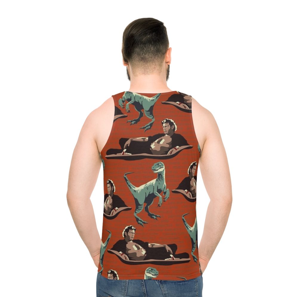 Jurassic Geniuses Unisex Tank Top featuring a dinosaur DNA pattern design