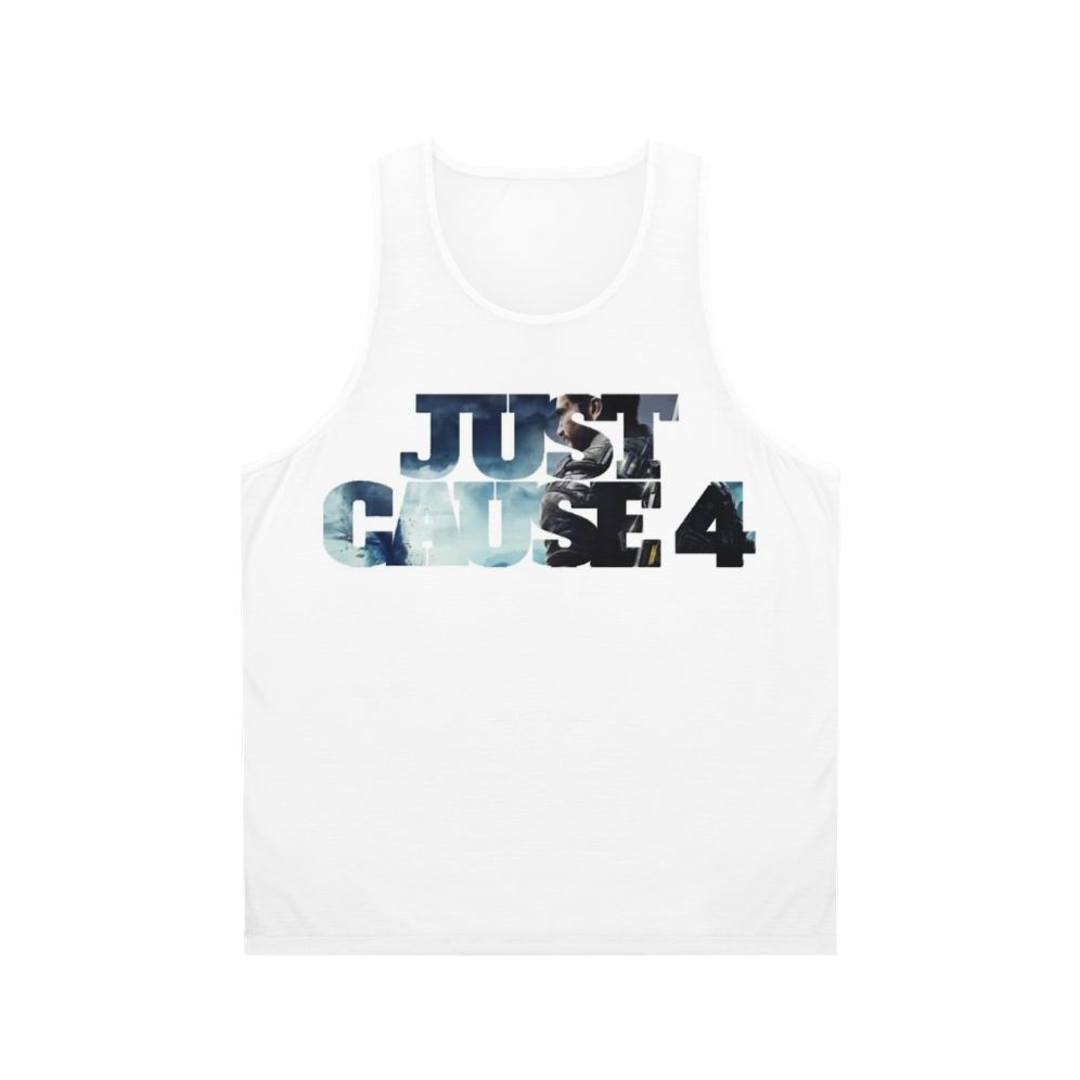 Just Be Cause 4 Unisex Gaming Tank Top with Superhero Logo Design