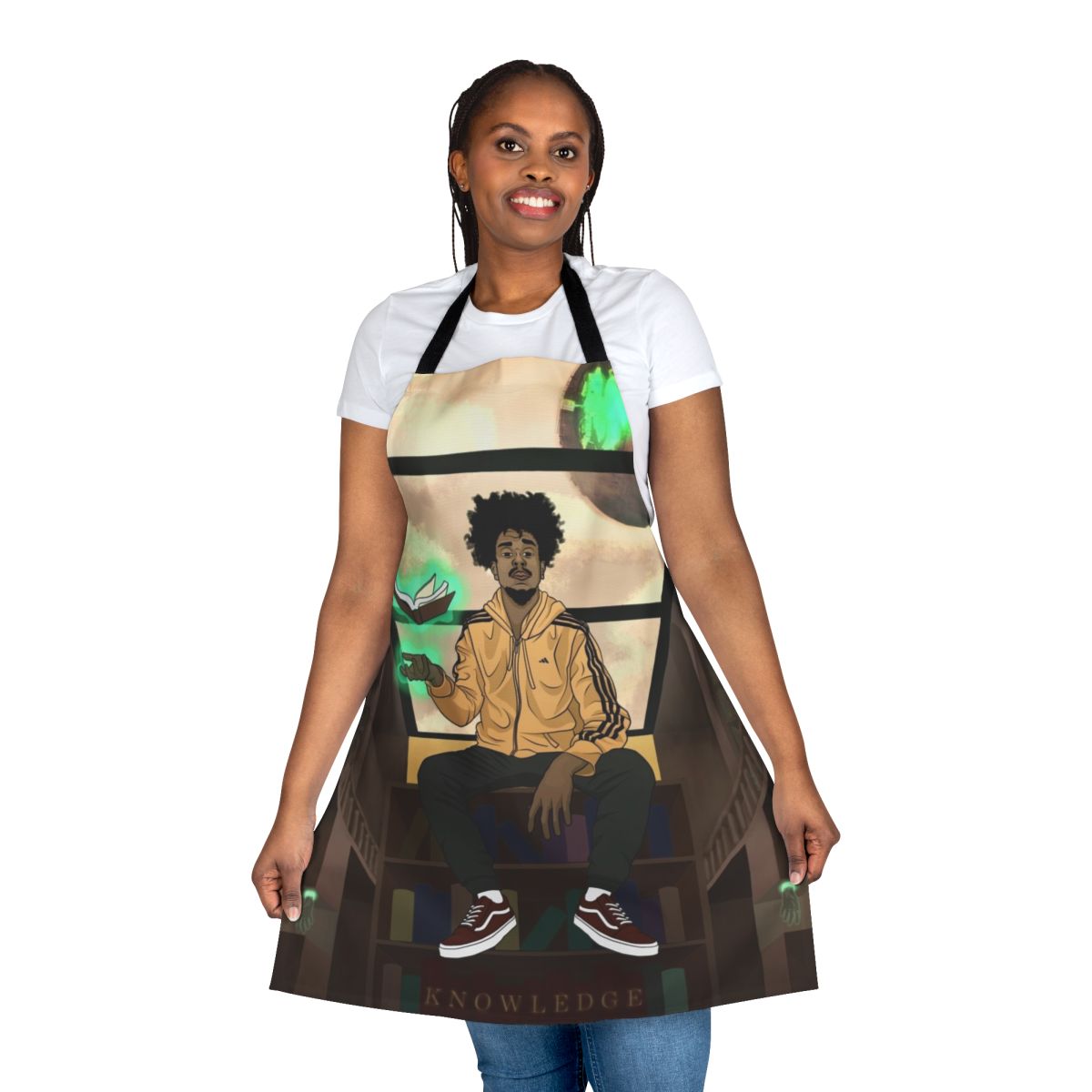 Kaan-inspired library apron with fantasy and hip hop elements