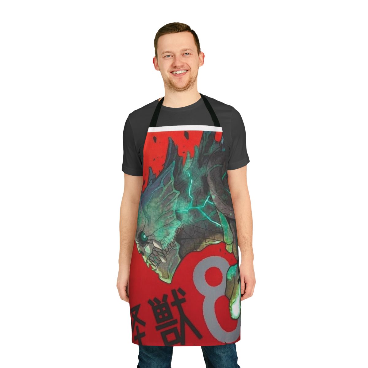 Kaiju No 8 inspired apron featuring a bold, stylized design