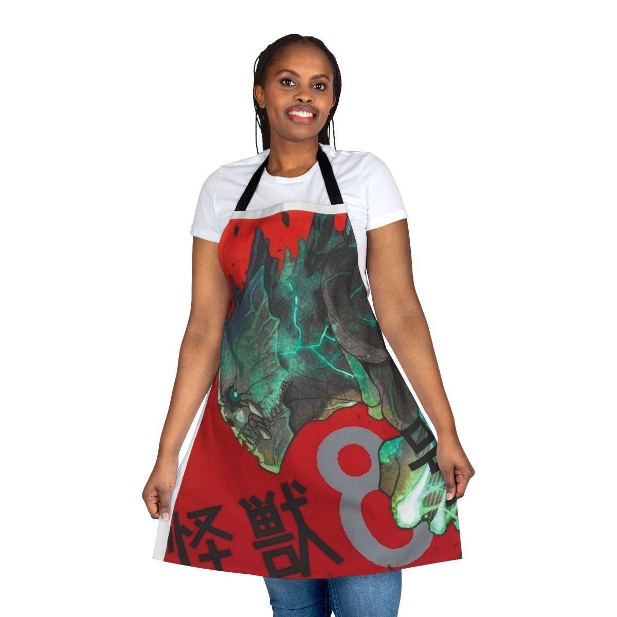 Kaiju No 8 inspired apron featuring a bold, stylized design