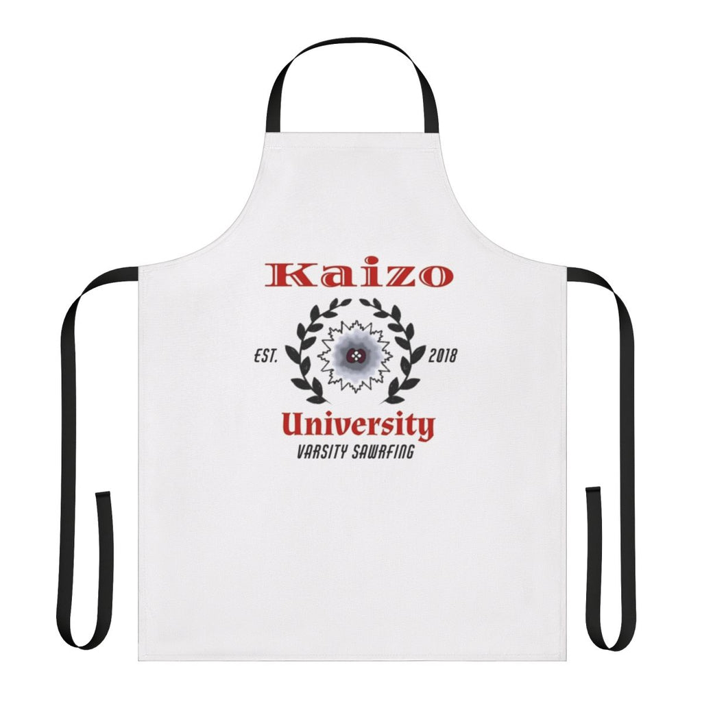 Kaizo Sawrfing inspired apron with varsity-style graphic design