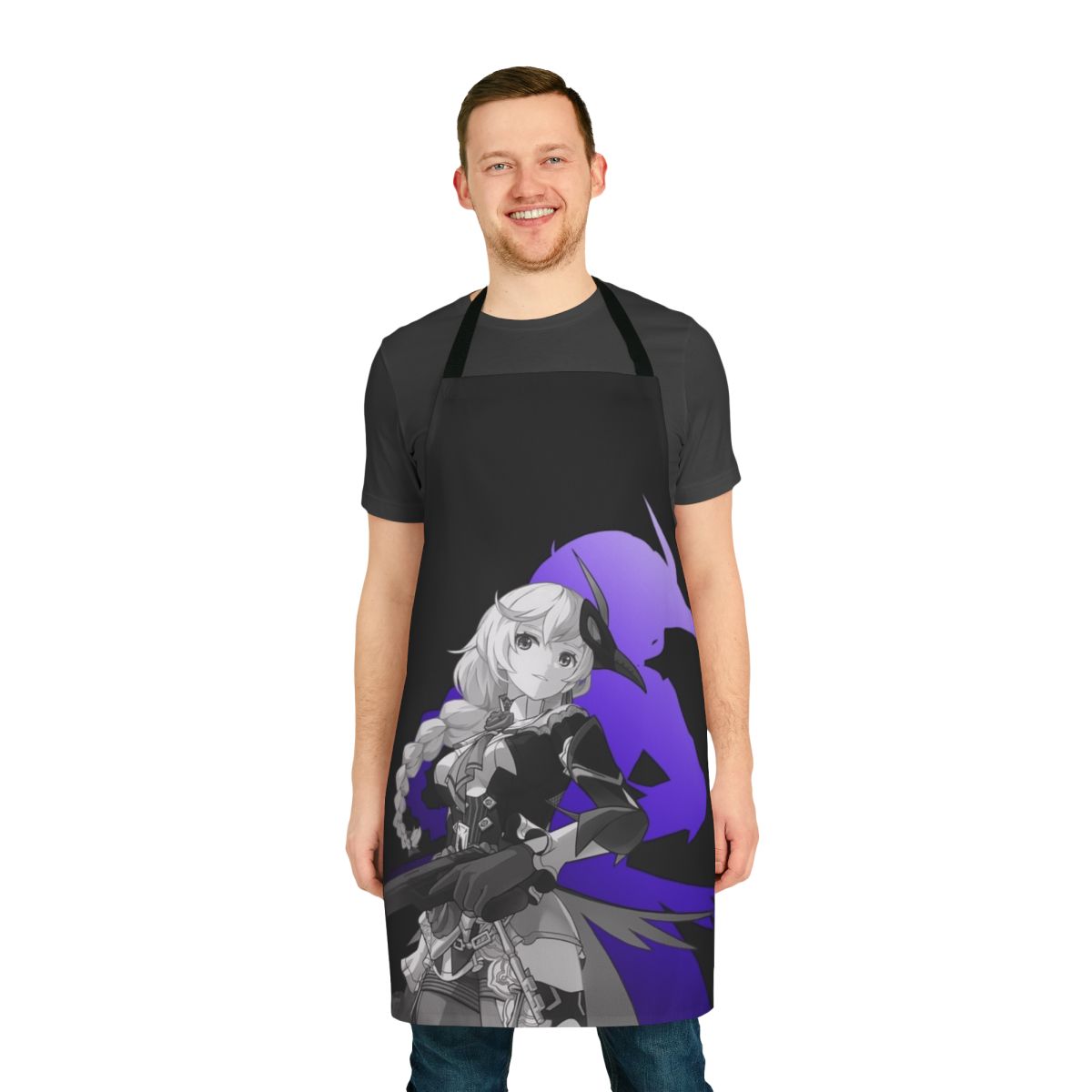 Kallen Kaslana inspired apron with six serenade design, honkai impact anime merchandise