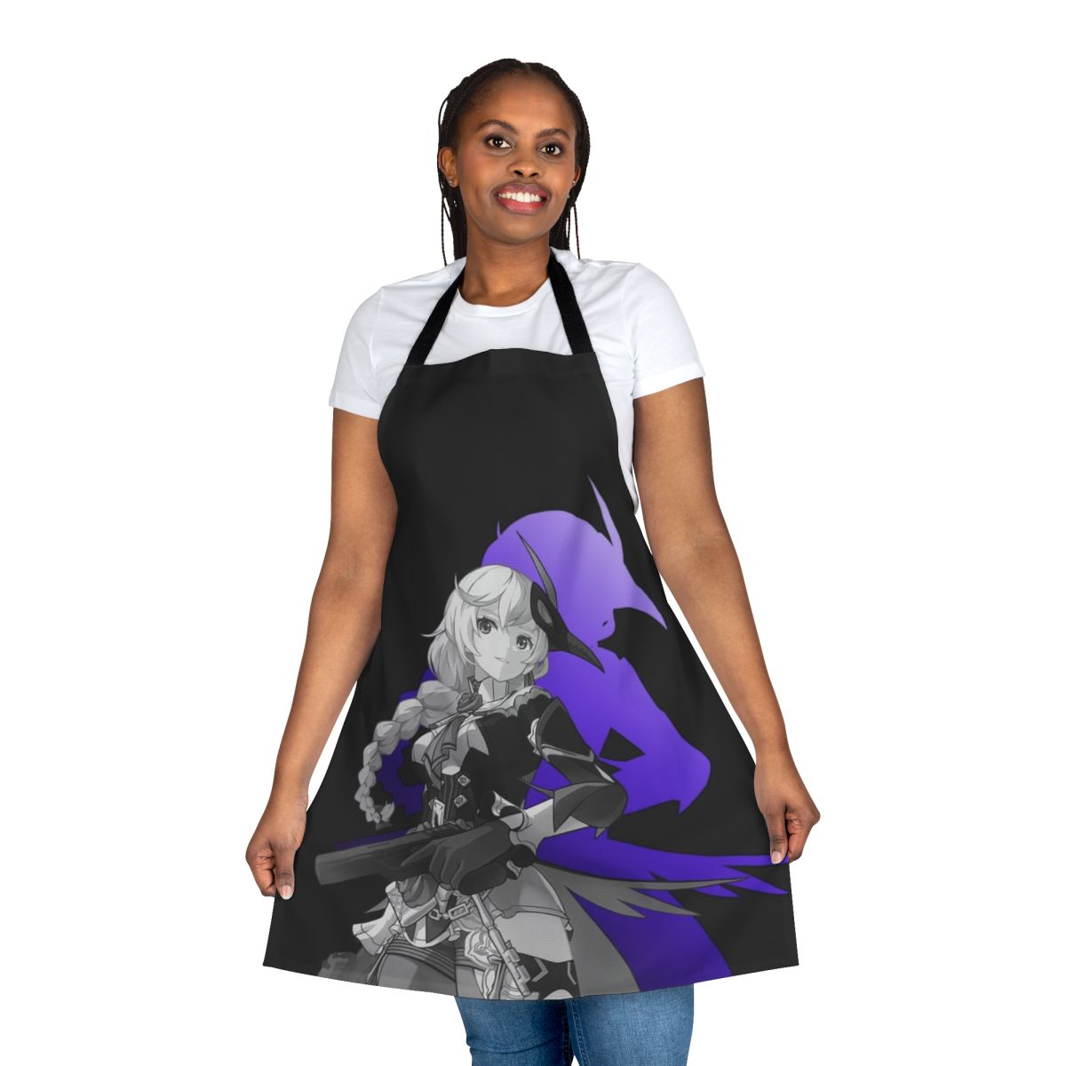 Kallen Kaslana inspired apron with six serenade design, honkai impact anime merchandise