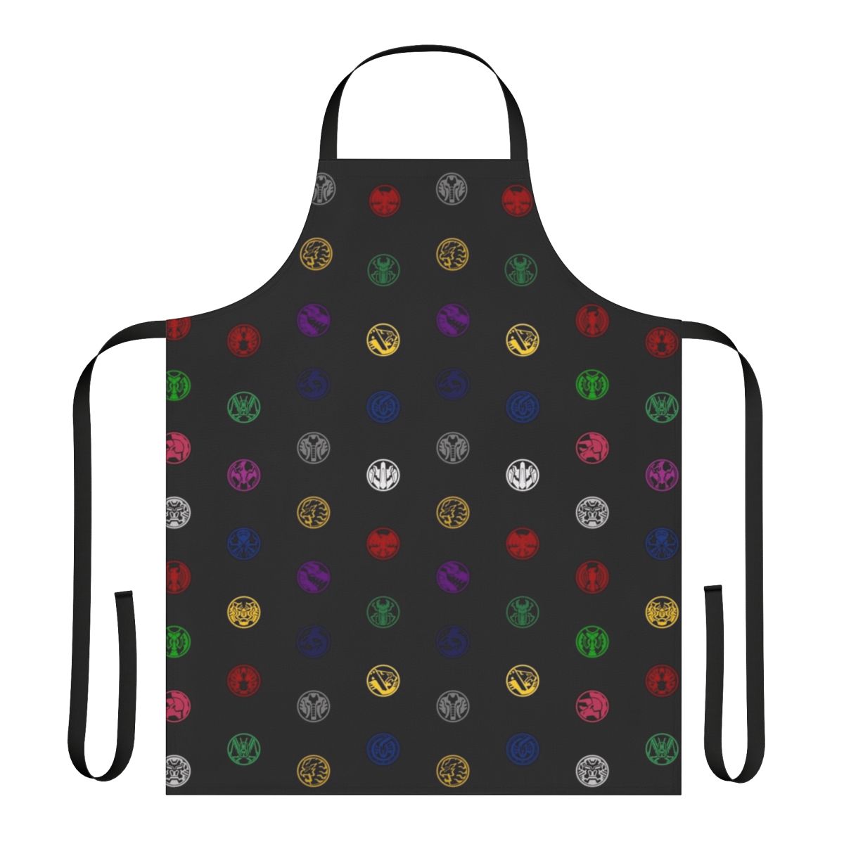Kamen Rider Ooo-inspired apron featuring an intricate medal-themed design