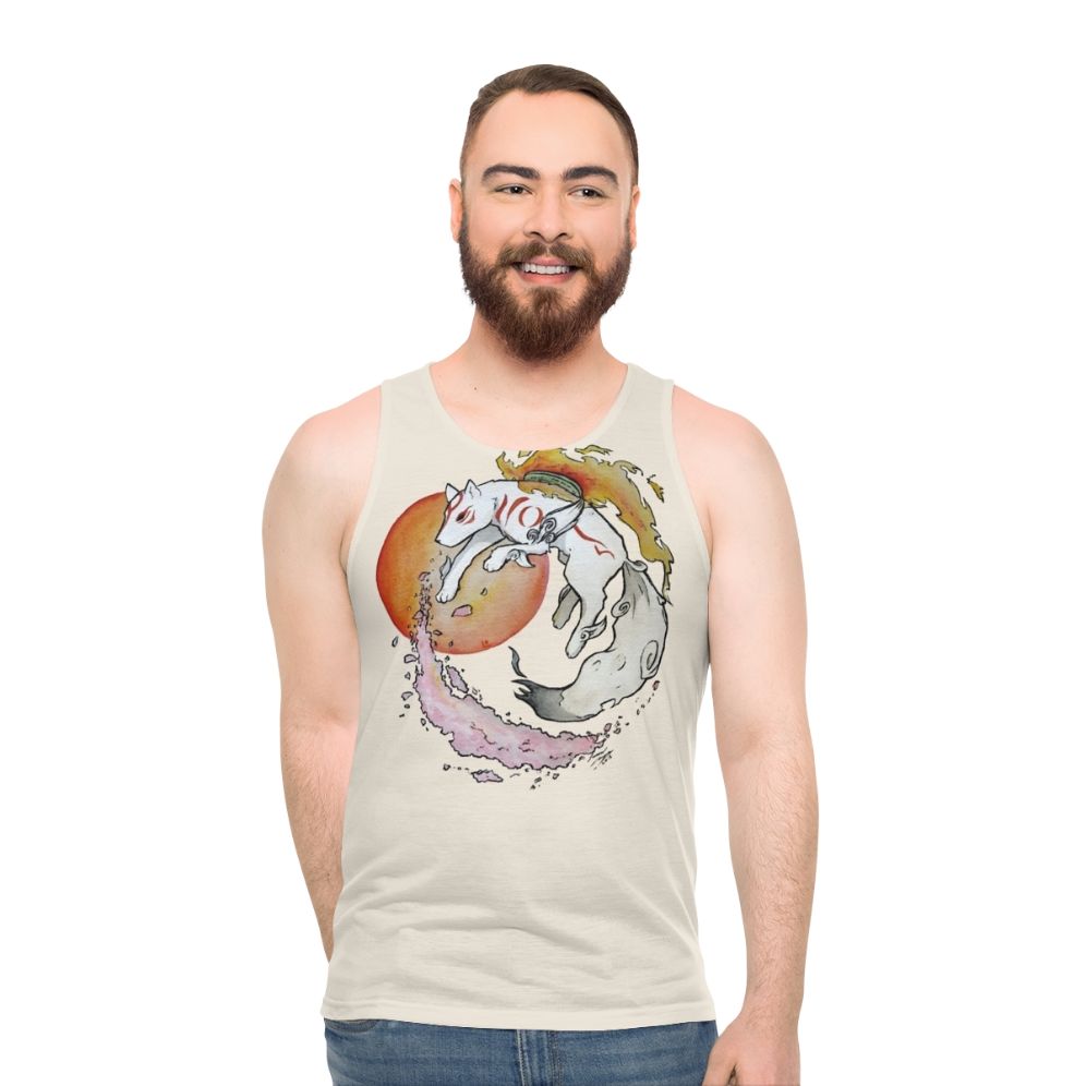 Kami Unisex Tank Top featuring Okami inspired Japanese culture design