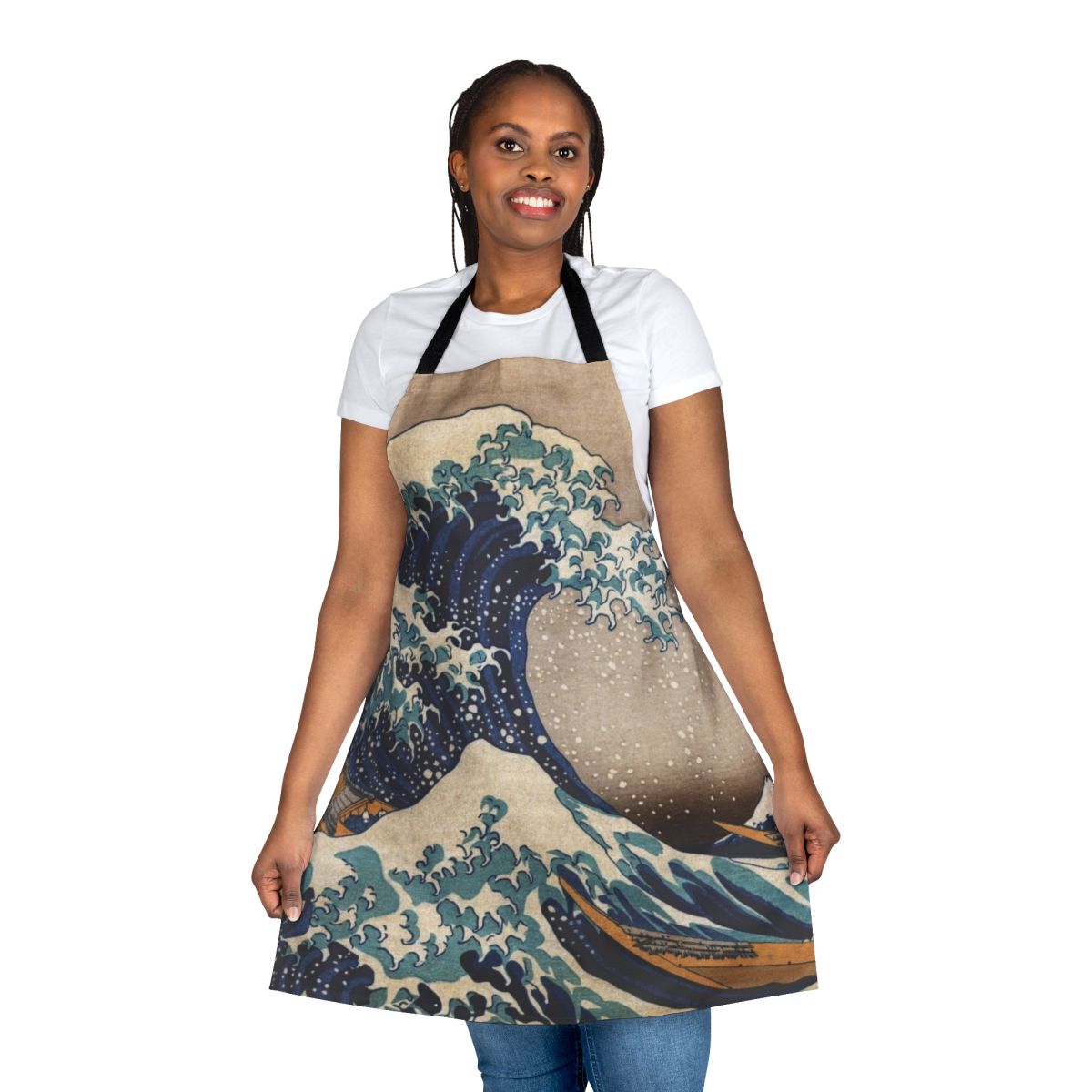 Apron featuring The Great Wave off Kanagawa, a famous Japanese woodblock print by Hokusai