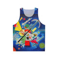 Unisex tank top featuring an abstract blue painting inspired by Kandinsky