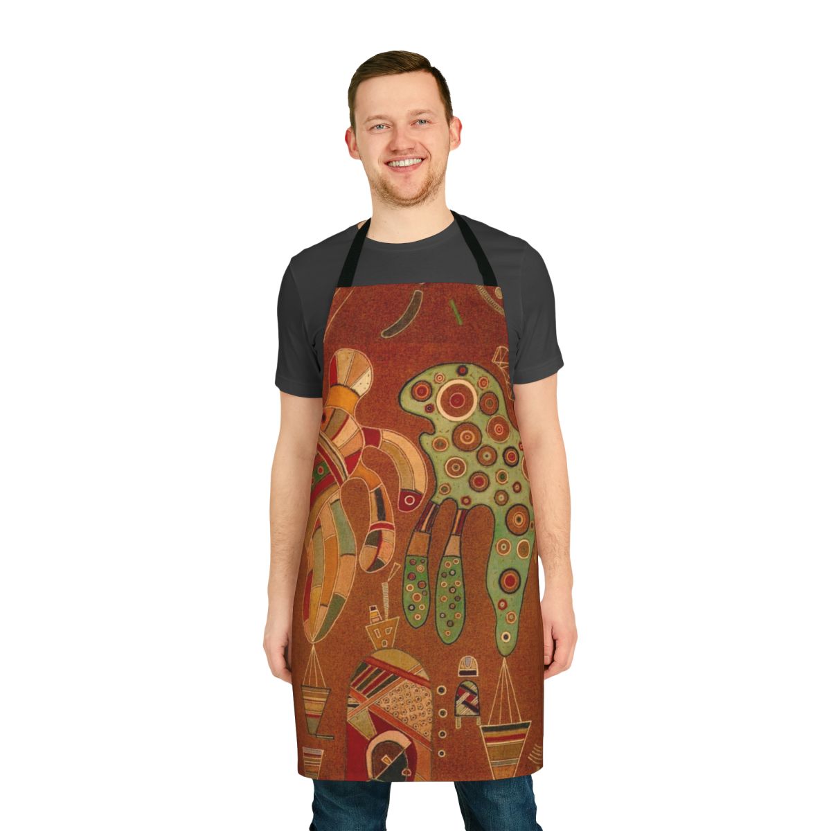 Colorful abstract art apron inspired by the work of Wassily Kandinsky