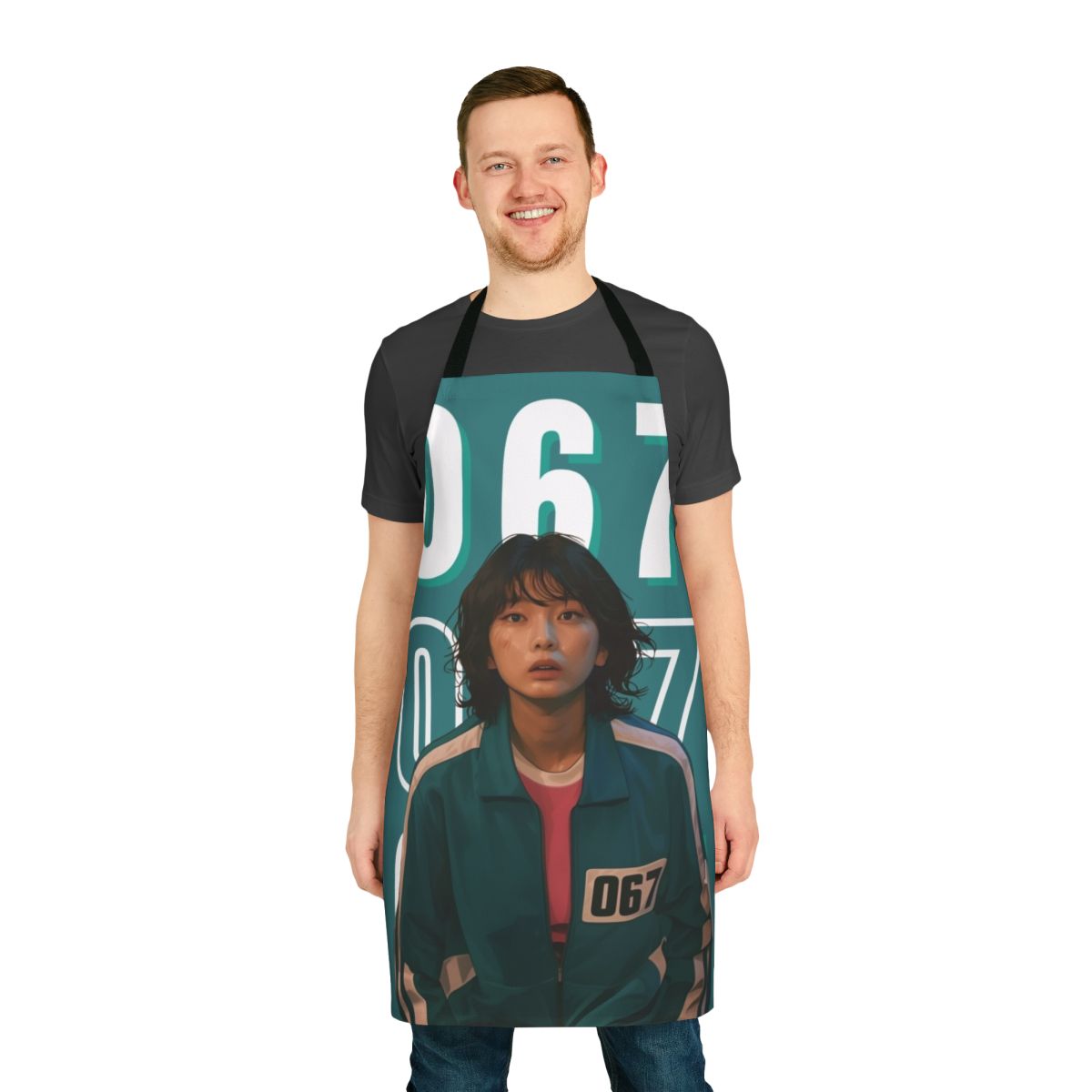 Apron featuring the character Kang Sae Byeok from the Netflix series Squid Game