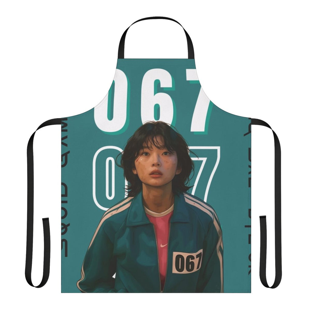 Kang Sae Byeok inspired apron featuring the character's number 067 from the hit Netflix series Squid Game