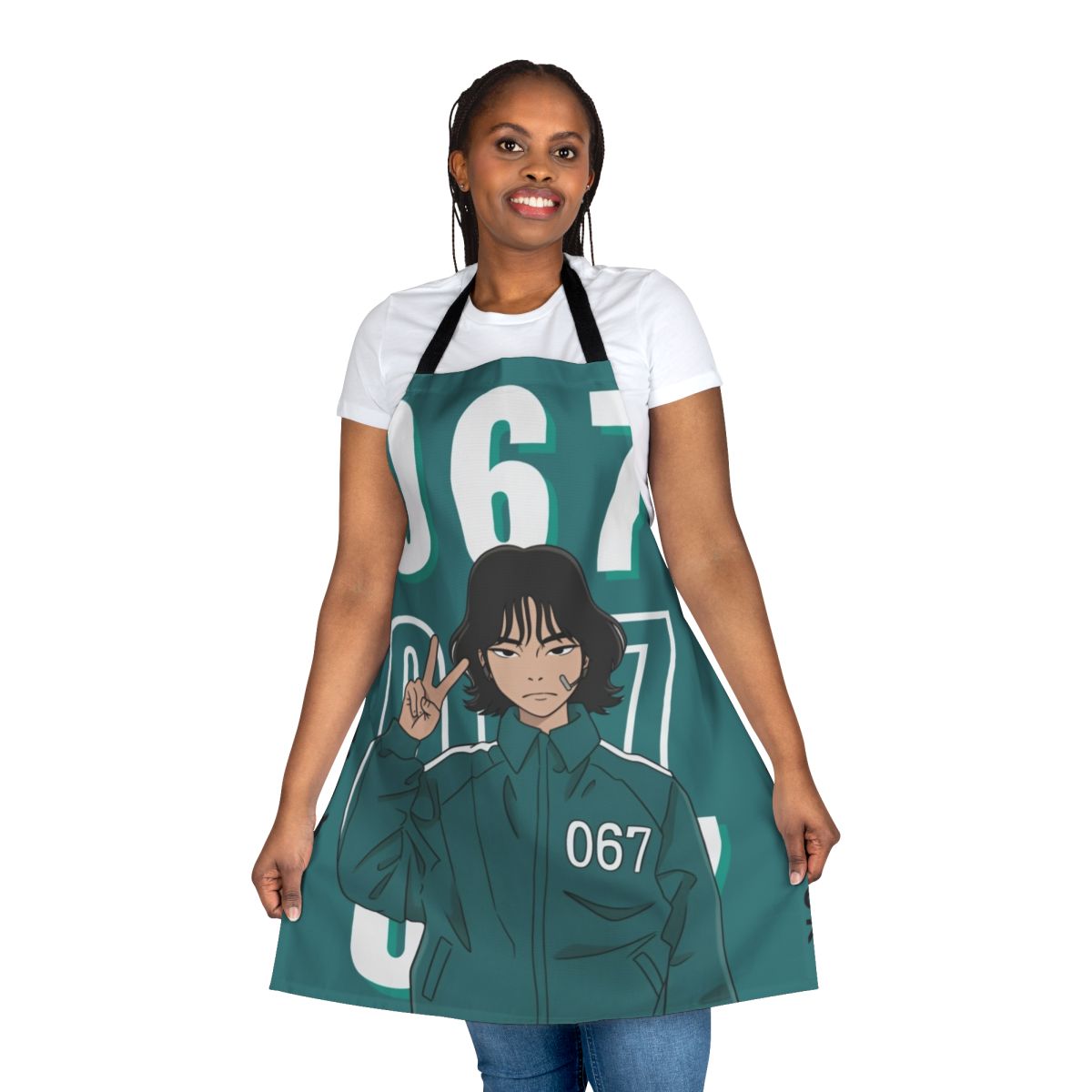 Kang Sae Byeok inspired apron with Squid Game player 067 design
