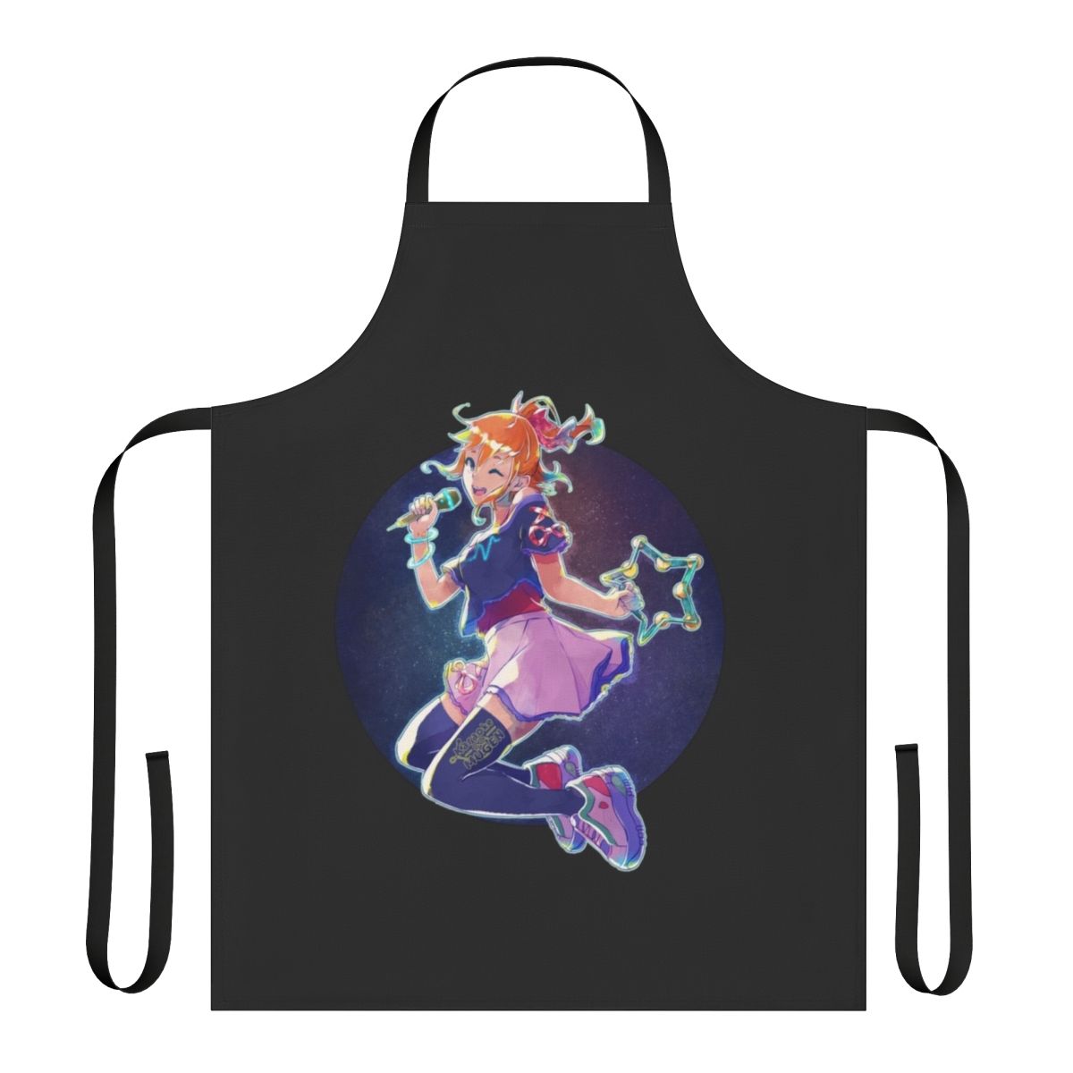 Anime-style karaoke apron with Mugen character design