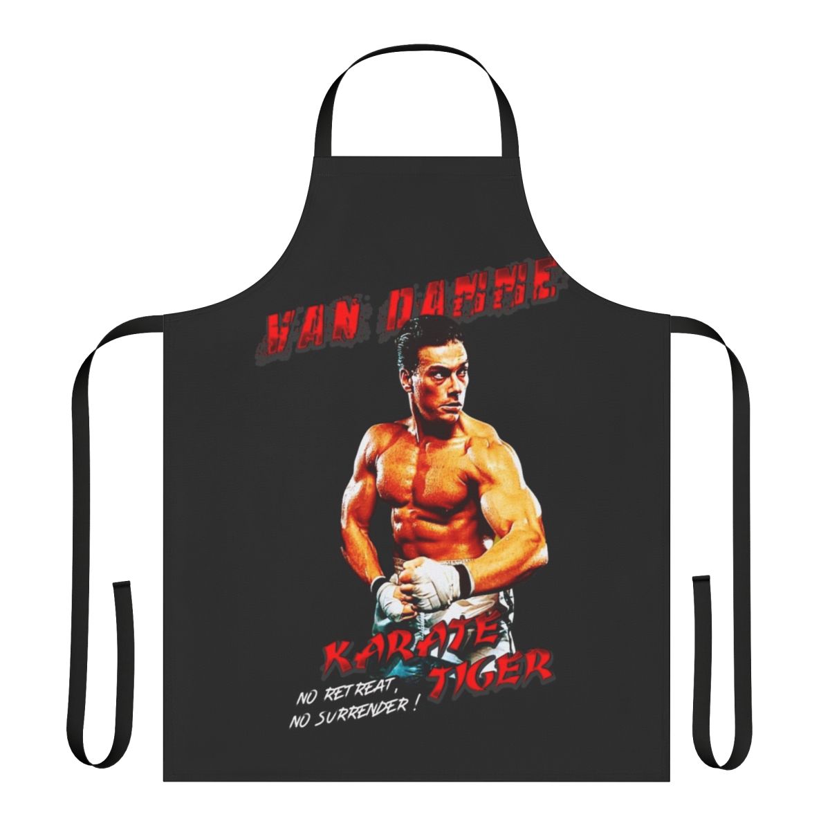 Karate-inspired movie apron with tiger graphic