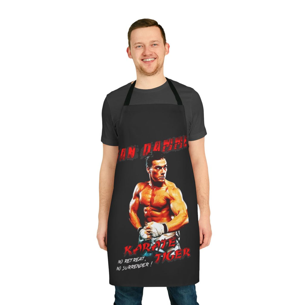 Karate-inspired movie apron with tiger graphic