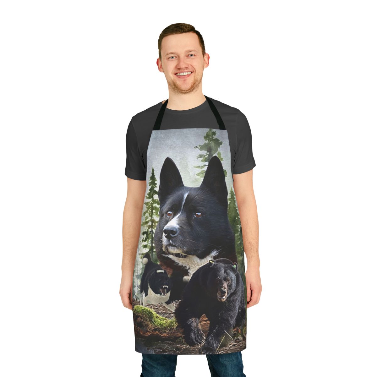 Karelian Bear Dog themed apron with a dog art or logo design