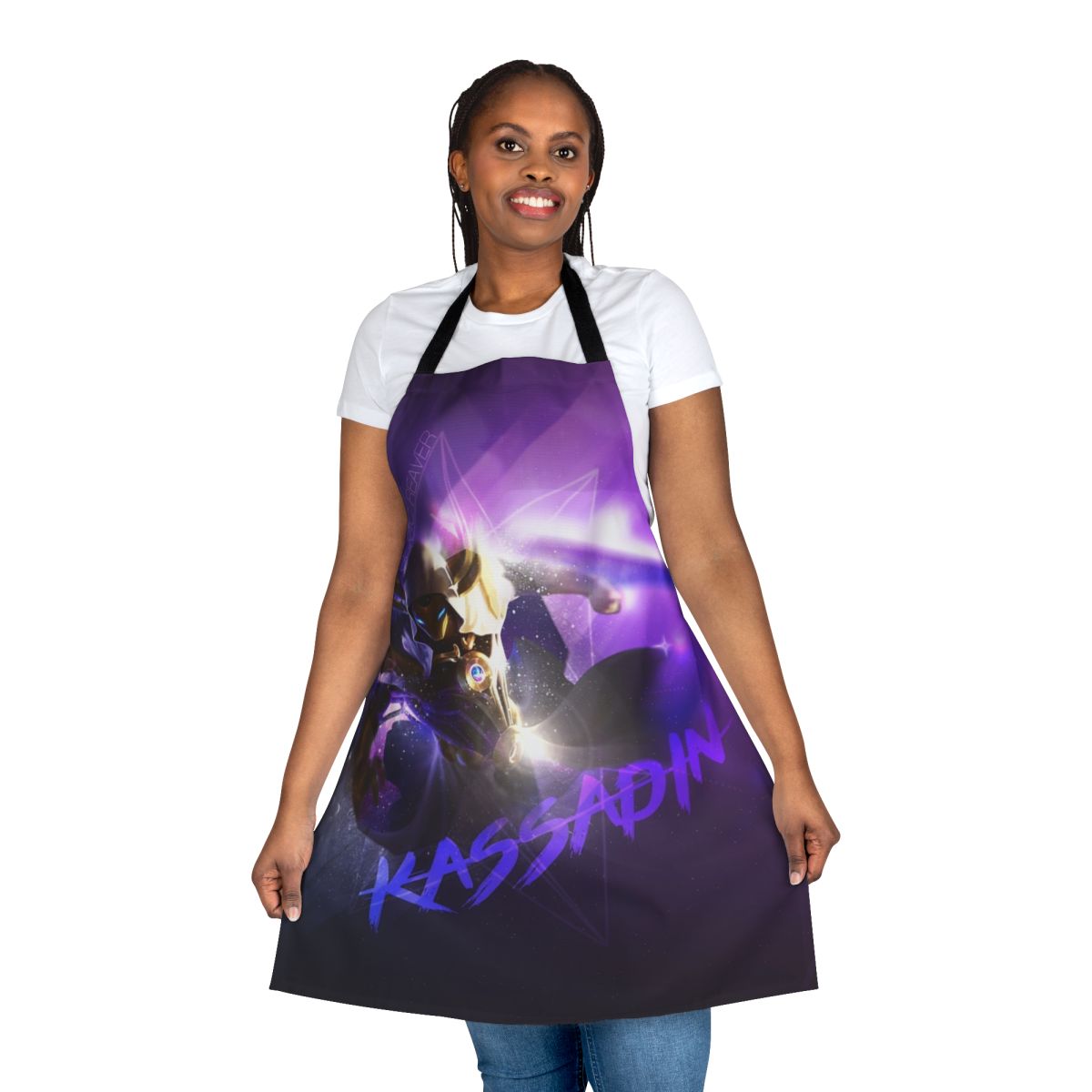 Kassadin-inspired artistic design on a high-quality apron for League of Legends fans and gamers.