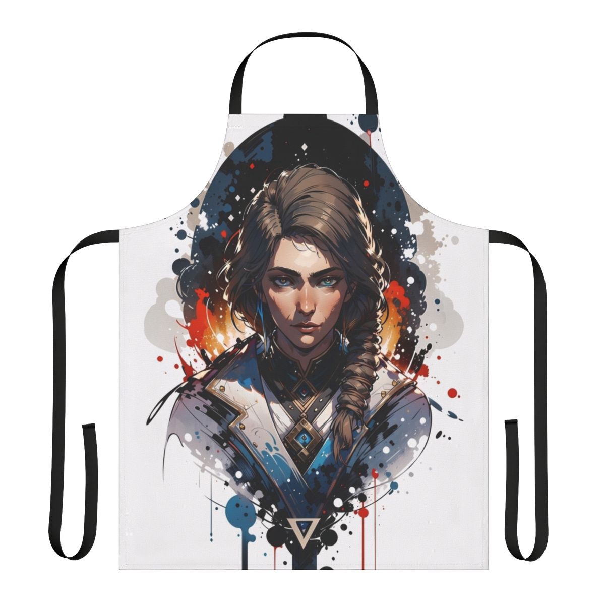 Assassin's Creed-themed apron featuring the character Kassandra