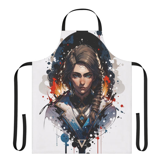 Assassin's Creed-themed apron featuring the character Kassandra
