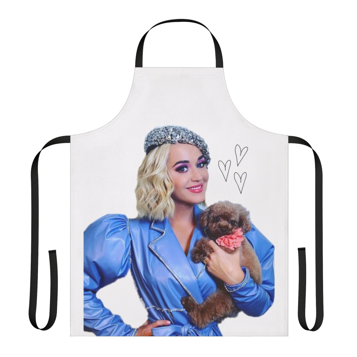 Katy Perry-inspired apron with a dog and animal print design