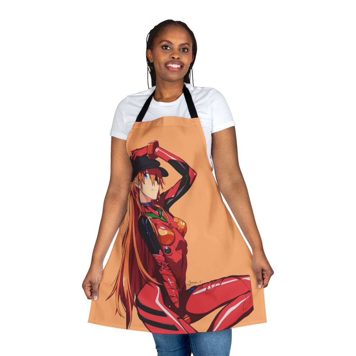 Kawaii anime-style apron with Japanese design elements