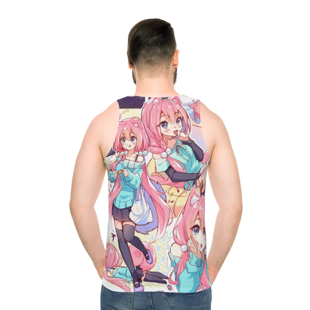 Kawaii anime-inspired unisex tank top with pink-haired character