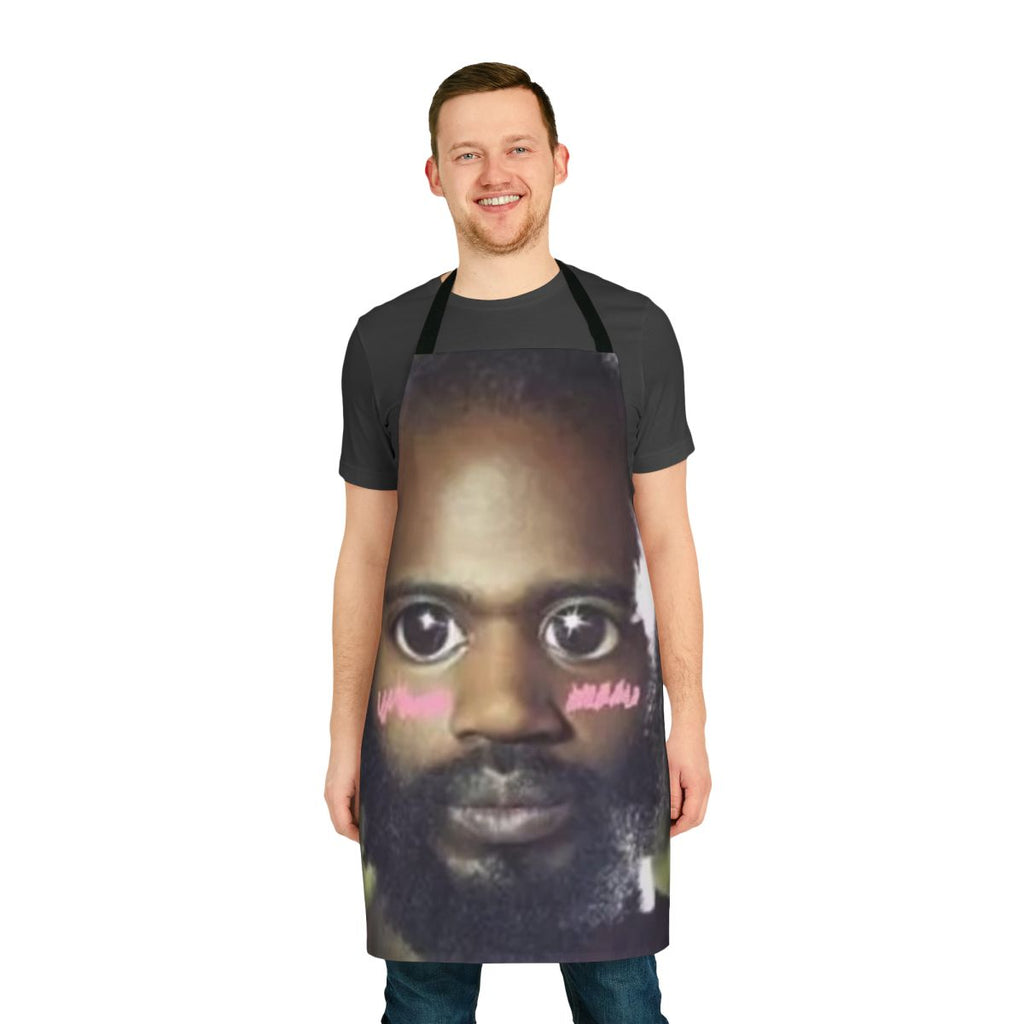 Kawaii-style apron with graphics of Death Grips frontman Mc Ride