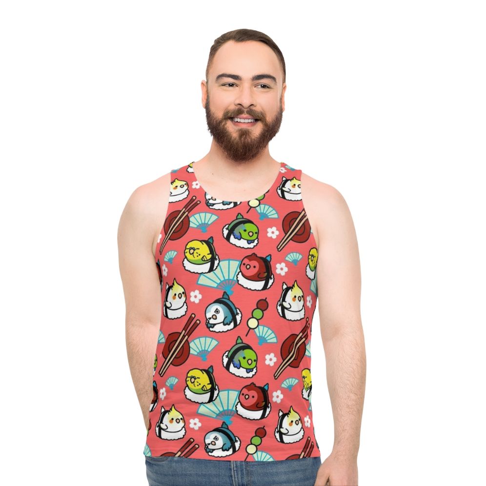Kawaii sushi time lovebird unisex tank top