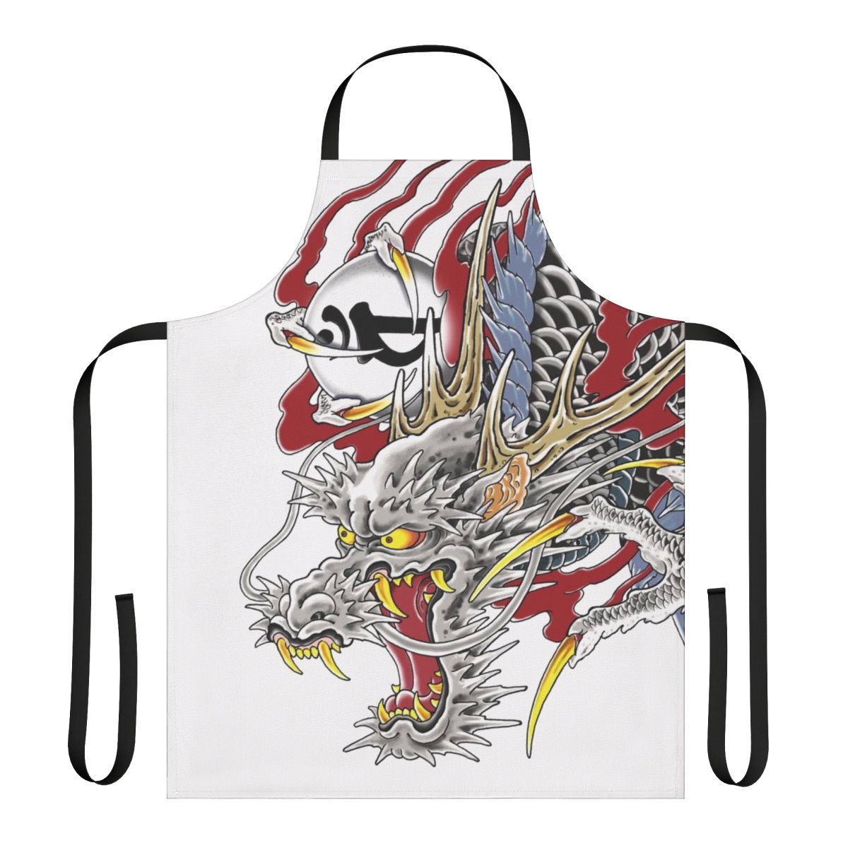 Stylish apron featuring the iconic dragon tattoo of Kazuma Kiryu from the Yakuza video game series.