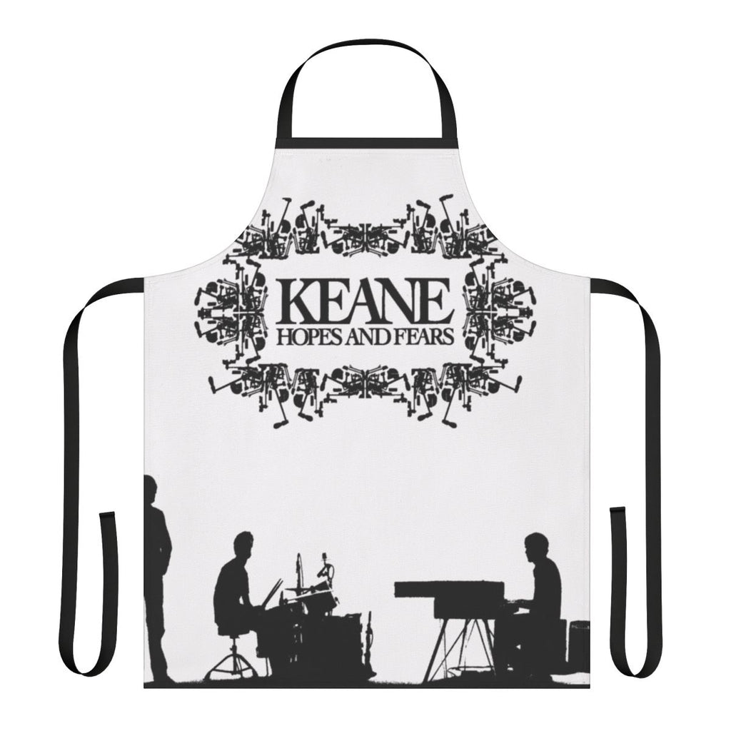 "Keane-themed 'Hopes and Fears' apron with band logo and album art"
